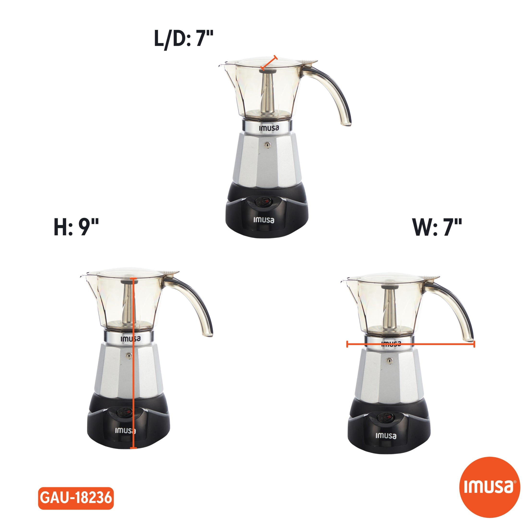 IMUSA 6 or 3cup Electric Espresso Maker, Silver