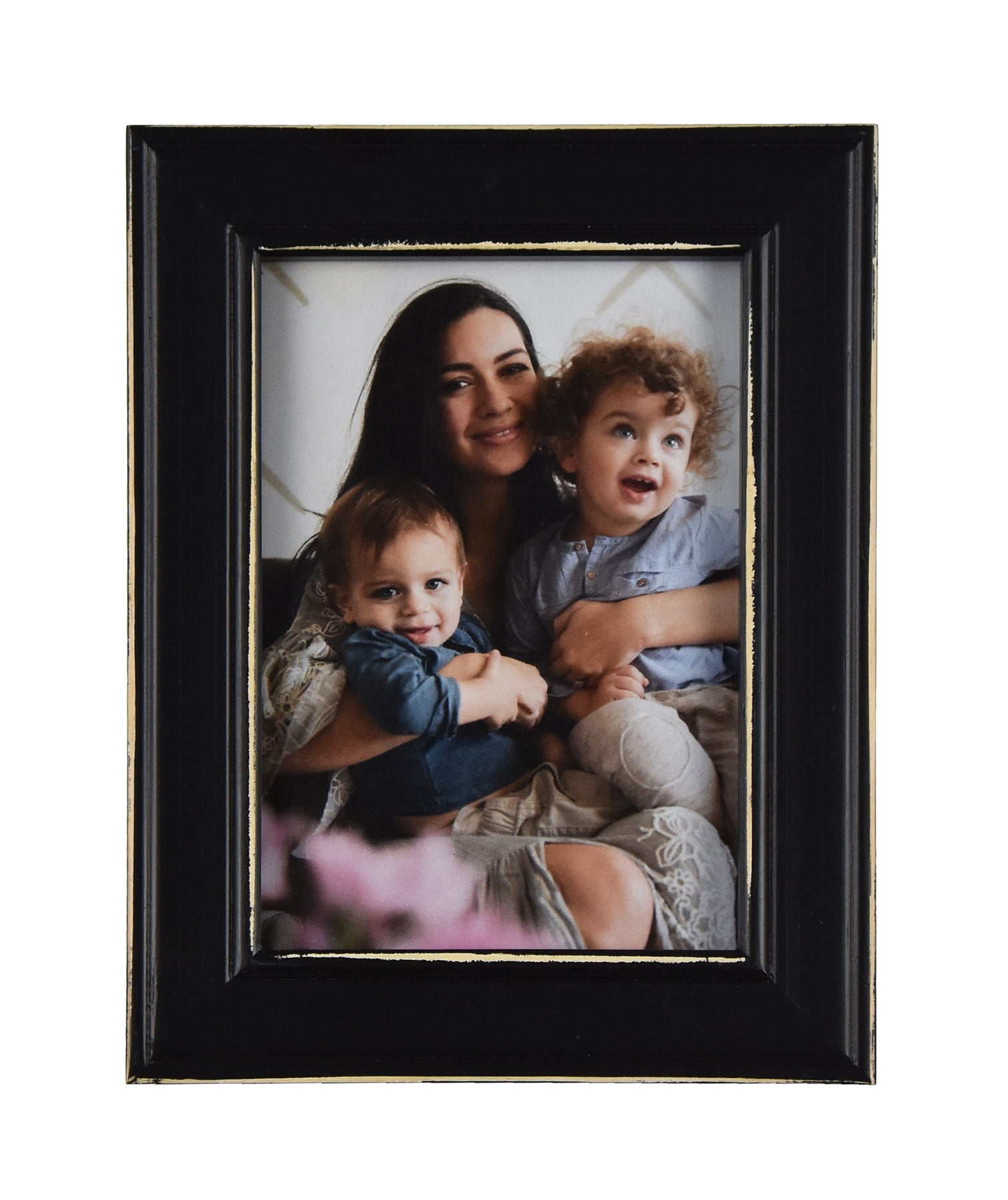 Fetco 9in by 7in Longwood Rustic Black 5x7 Picture Frame Set of 2