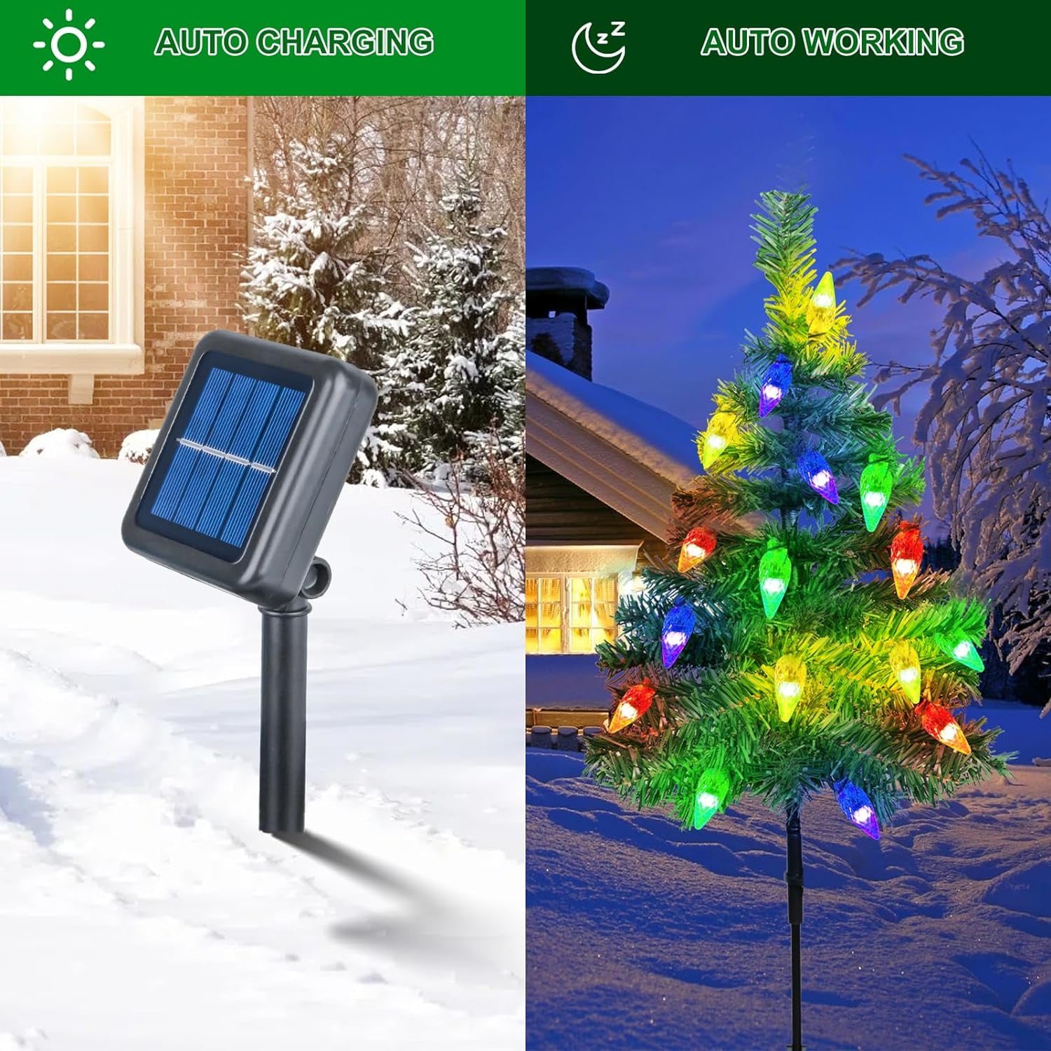 Ninonly Lot De 4 Lampes Solaires à énergie Solaire Pour Sapin
