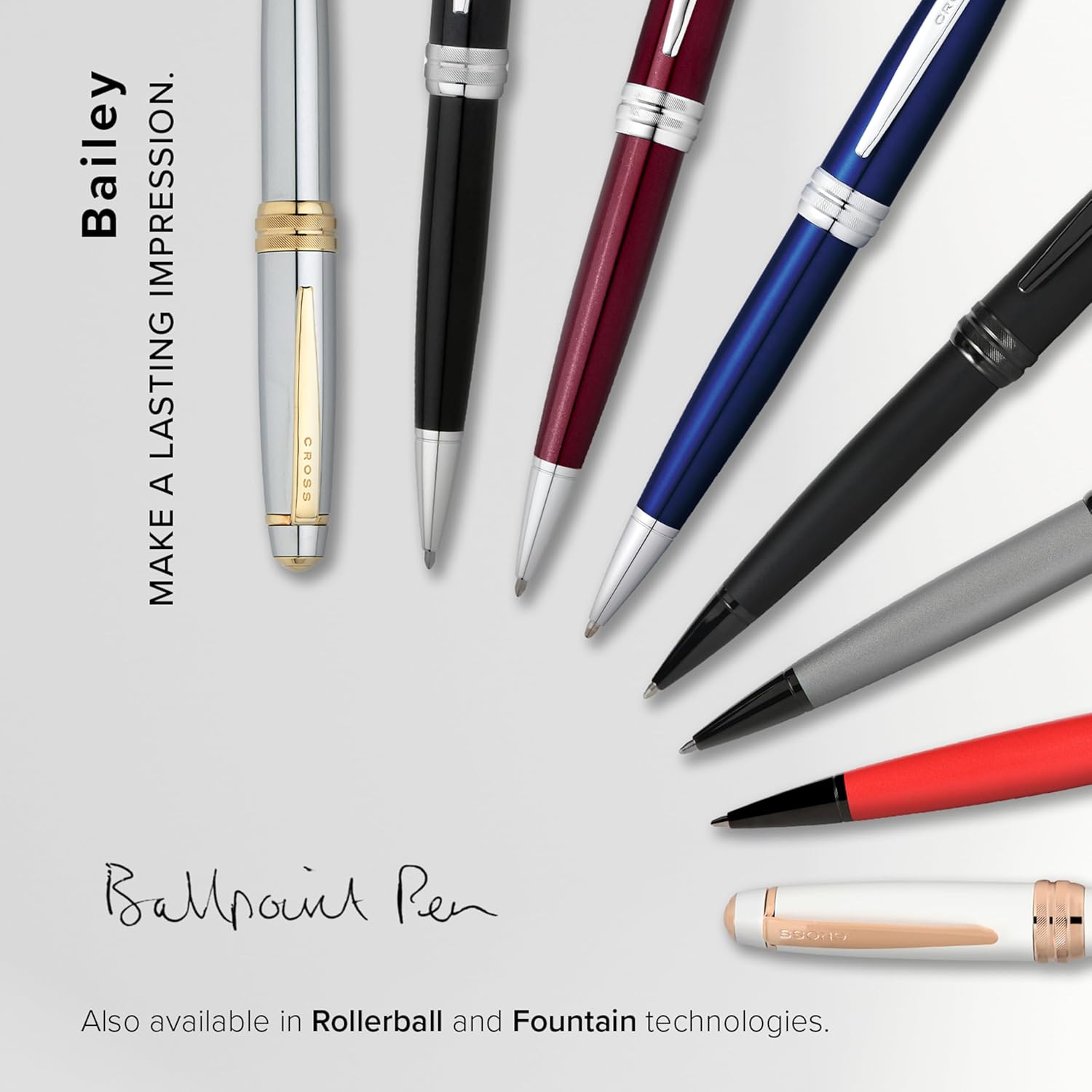 Cross Bailey Refillable Ballpoint Pen, Medium Ballpen, Includes Premium Gift Box - Medalist Chrome