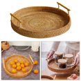 thumbnail image 6 of Storage Tray Wicker Basket, Round, Decorative, Serving Tray with Handles Woven, 6 of 8
