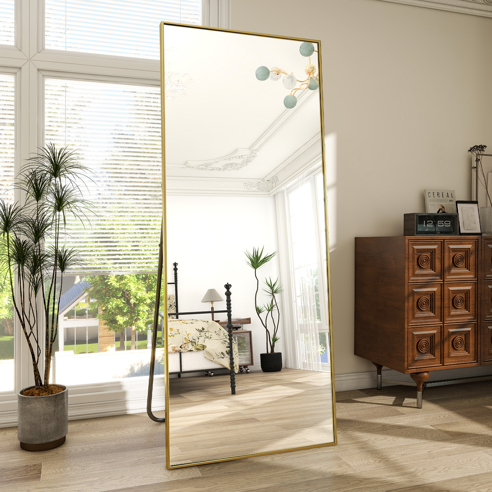 BEAUTYPEAK 71"x26" Full Length Mirror Oversized Rectangle Body Dressing Floor Mirrors for Standing Leaning, Gold - image 4 of 9