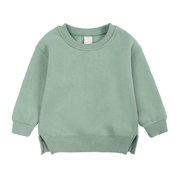 Honeeladyy Sales Online Boys And Girls Sweater Coat Round Neck Small And Medium Children's Pullover Solid Color Fleece Top