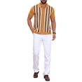thumbnail image 2 of INSPIRE CHIC Striped Knitted Polo for Men's Summer Short Sleeves Button Down Jacquard Polo Shirts M Dark Yellow, 2 of 5