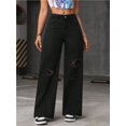 thumbnail image 4 of Pantalones vaqueros rasgados de talle alto y pierna ancha Y2K holgados for novio, pantalones versátiles de mezclilla desgastados, 4 of 7