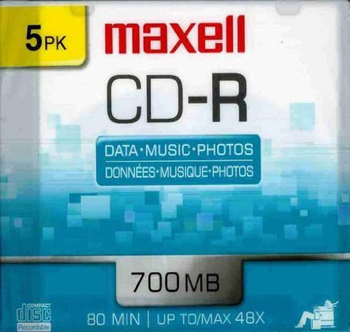 Maxell 648205 Polycarbonate Substate 700Mb 80 Min CD-Recordable Slim Jewel 5 Pack 