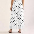 thumbnail image 2 of Womens Lace Wide Leg Pants Polka Dot Print Cropped Lace-Hem Pants with Pockets (White L), 2 of 5