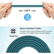 Mimifly Braided USB Type C Cable, 15ft, Black, Compatible with Samsung Galaxy A50, A51, A71, S20, S10 Plus