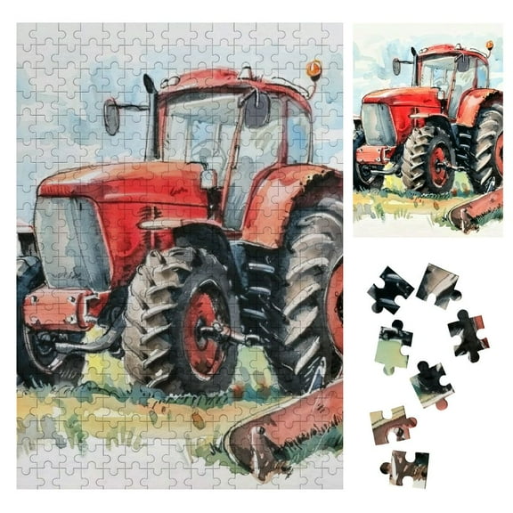 BCIIG Wooden Jigsaw Puzzle Tractor Theme Vertical Style Wooden Gift for Family Friends 300PCS
