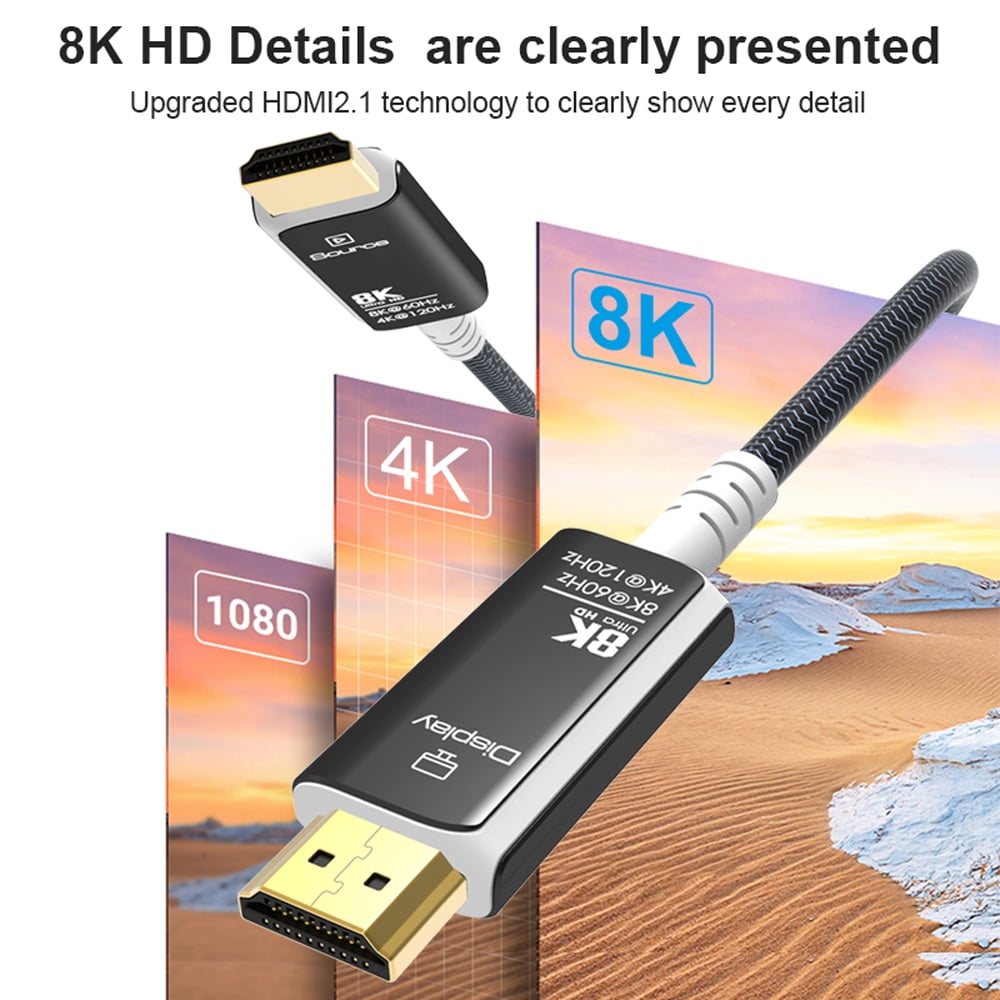 AUBEAMTO CL3 8K Fiber Optic HDMI 2.1 Cable 33Feet Braided Nylon, Supports Ultra High Speed 48Gbps 8K@60Hz 4K@120Hz Dynamic HDR, eARC,ARR, Dolby Atmos, for PS5/Xbox Series X/Apple TV 4K, Roku - Whit