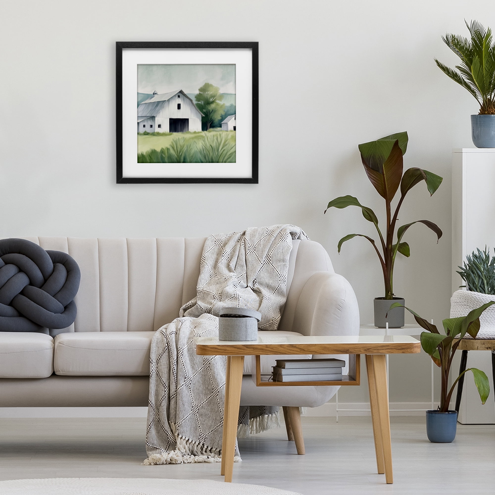 Stupell Industries Farm Home White Barn Black Framed Print Under Glass, design by Kim Allen