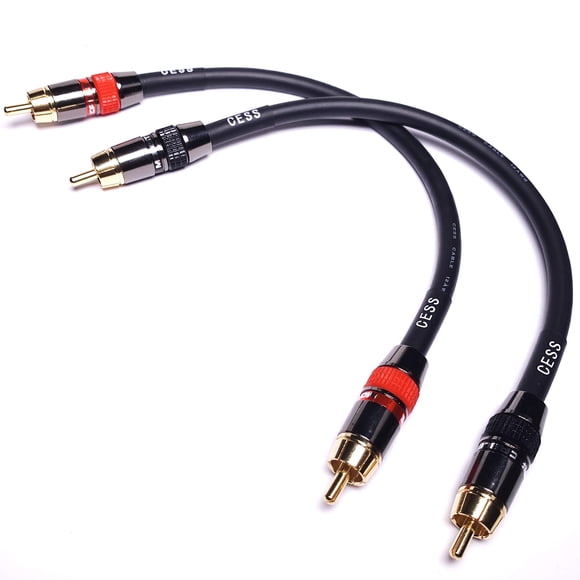 CESS-163-2f Cable de conexión de audio RCA premium de 12 AWG de bajo ruido y alta resistencia (2 pies)
