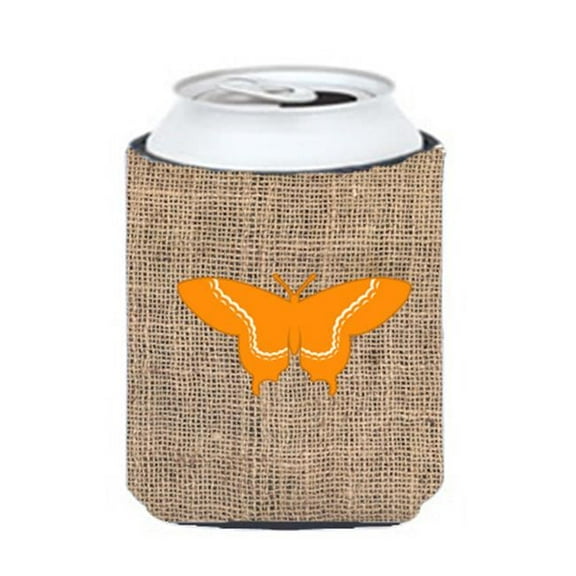 Butterfly Burlap and Orange Can or Bottle  Hugger
