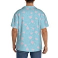 thumbnail image 7 of PAYOHTO Pink Blue Floral Bloom Mens Hawaiian Casual Short-sleeved Shirt Tropical Summer Beach Button Down Shirts, 7 of 7