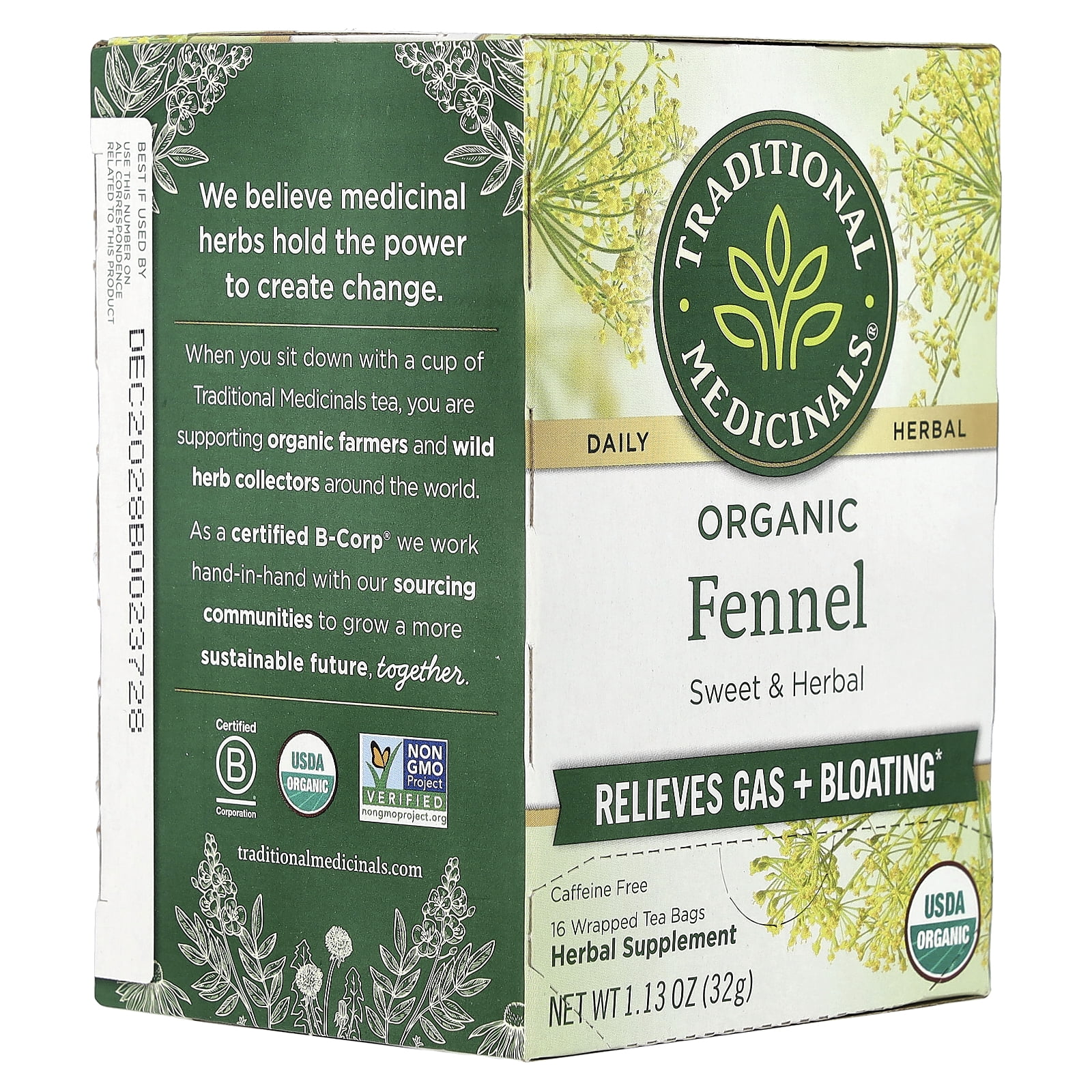 Traditional Medicinals, Herbal Tea, Fennel 16 Bags, Organic Non