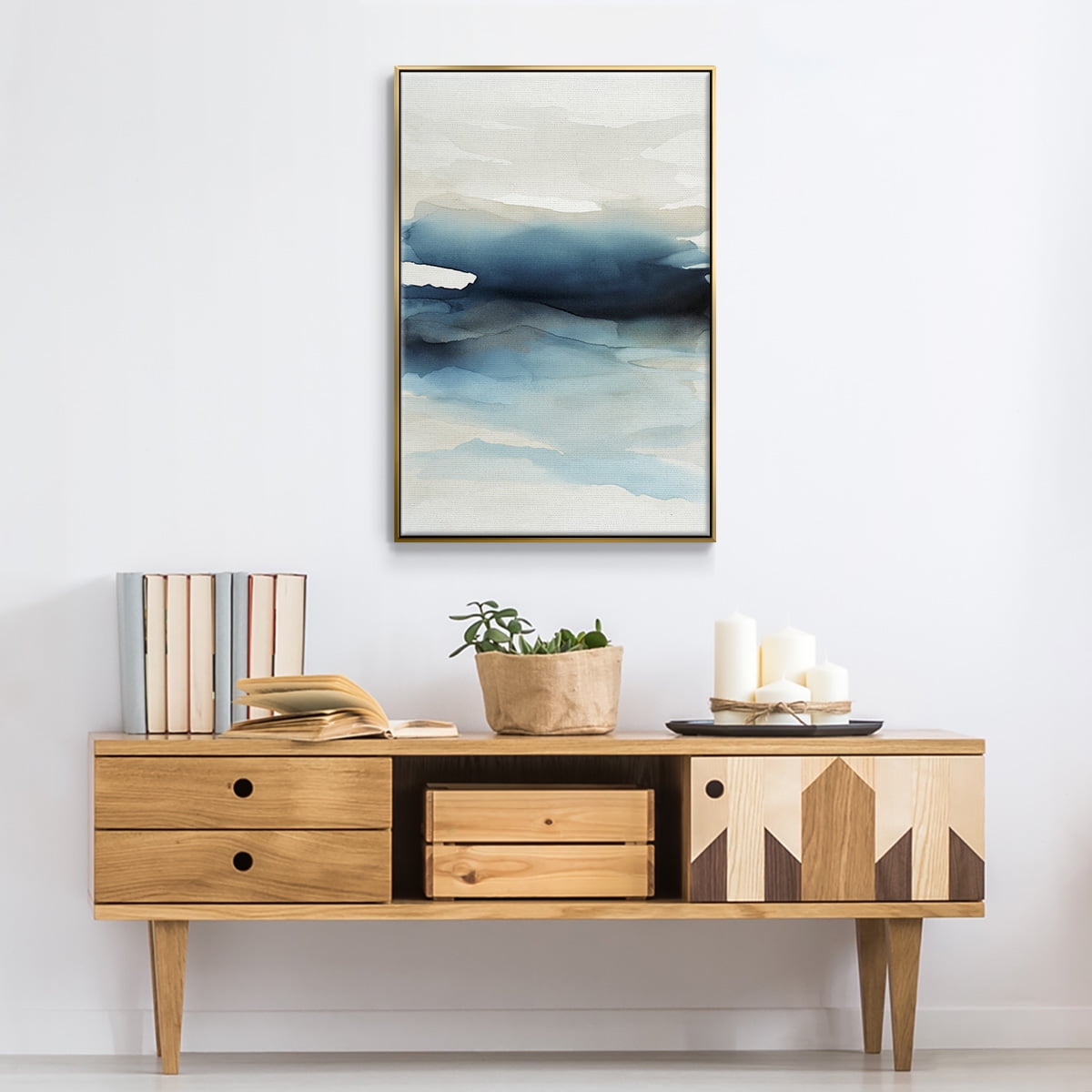 Waves II Framed Premium Gallery Wrapped Canvas - Ready to Hang - 17 x 25 - Gold Floating Frame