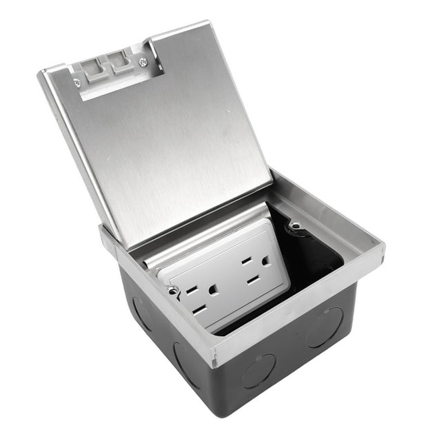 Floor Receptacle Outlet, Stainless Steel and PC Sealing Recessed Floor Electrical Outlet Kit Neat for Tile