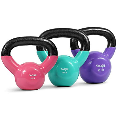 5lb-20lb Vinyl Kettlebells Weight Fitness Strength Training Workout Core Balance 
