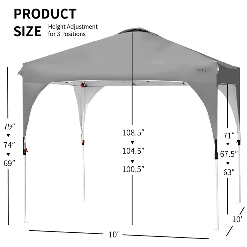 Aimee Lii 10 x 10 Feet Outdoor Pop-up Camping Canopy Tent with Roller Bag, Backyard Canopy Gazebo, Gray Aimee Lii 10 x 10 Feet Outdoor Pop-up Camping Canopy Tent with Roller Bag, Backyard Canopy Gazebo, Gray