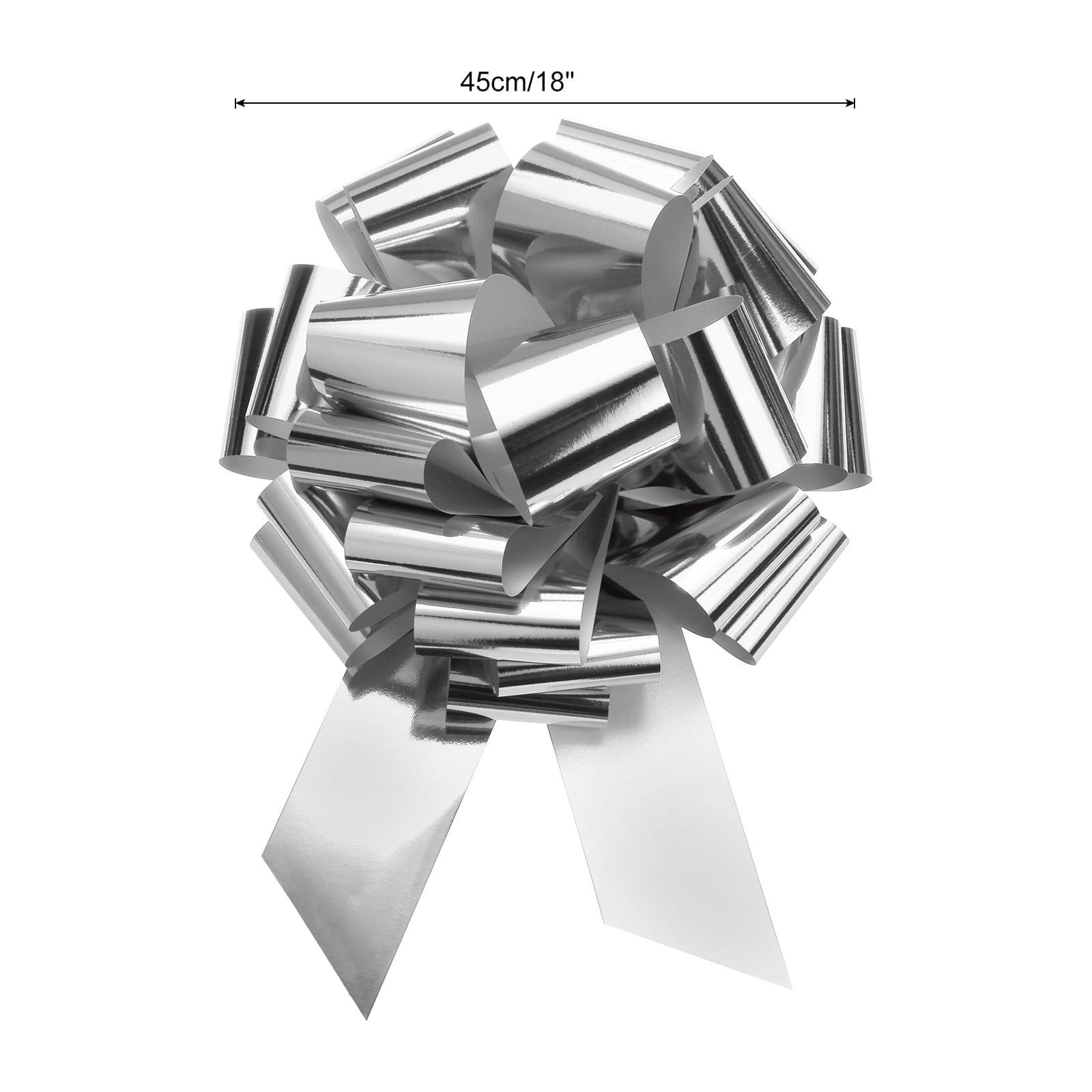 Uxcell 18" Extra Giant Large Pull Bow Christmas Metallic Car Gift Wrapping Bows for Wedding Gift, Silver