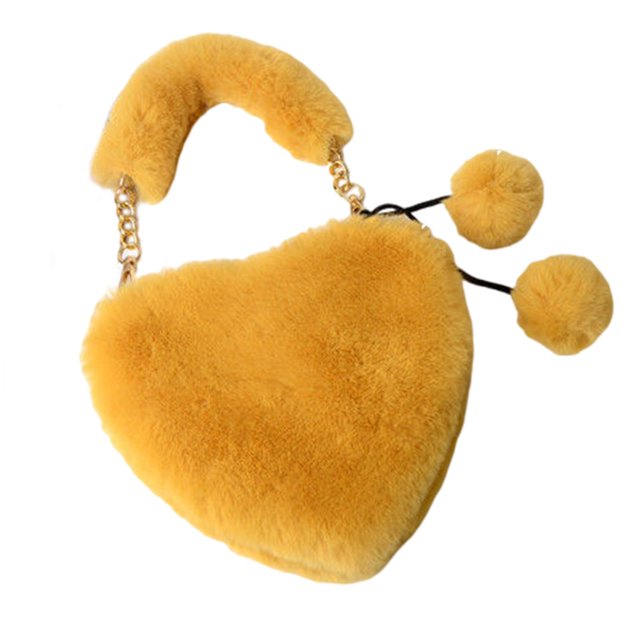 Bolso de mano de piel sintética con asa superior, suave, informal, con forma de corazón, para mujer Amarillo
