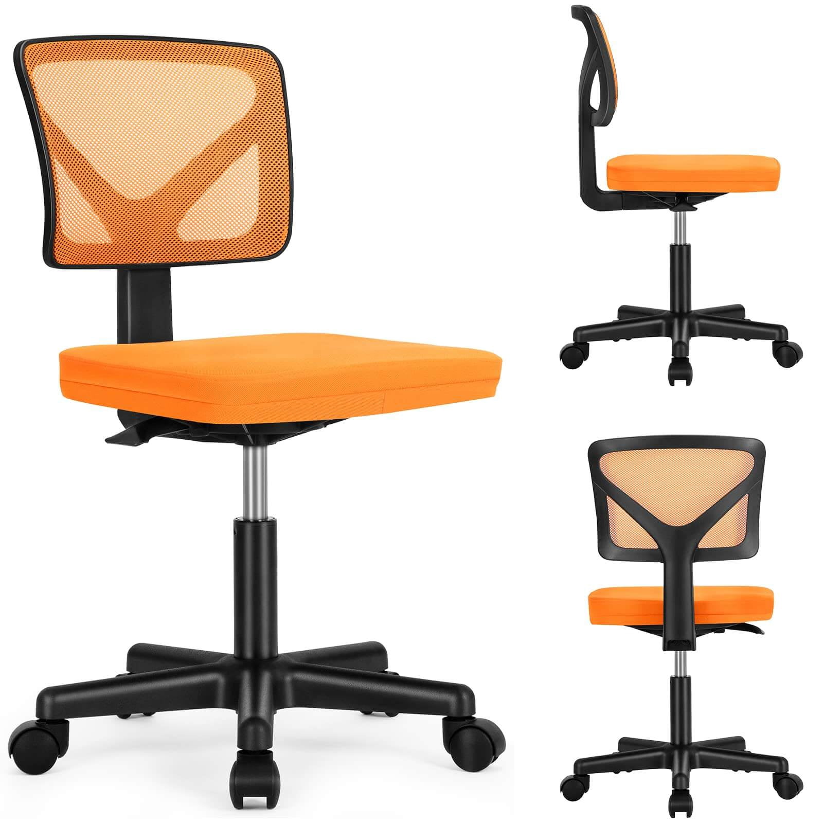 Low-Back Mesh Armless Swivel Office Chair with Lumbar Support