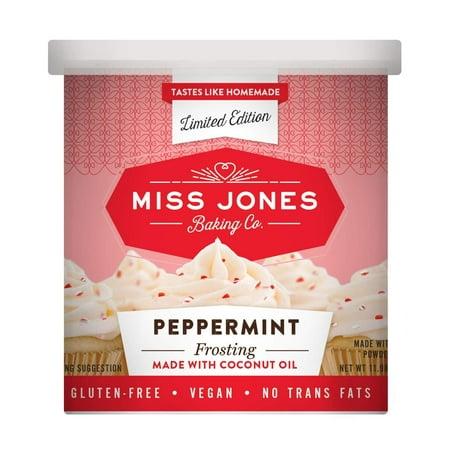 Buttercream Frosting Icing - Miss Jones Baking 90% Organic Holiday Buttercream Frosting, Perfect for Icing and Decorating, Vegan-Friendly: Peppermint with Candy Crunch Pieces (Pack of 1)