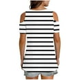 thumbnail image 6 of Jamicy Casual Blouses for Women Gift for Women Summer Women Cold Shoulder Tops Casual Loose Hollow Out Short Sleeve T Shirt V Neck Tops Blouses, 6 of 6