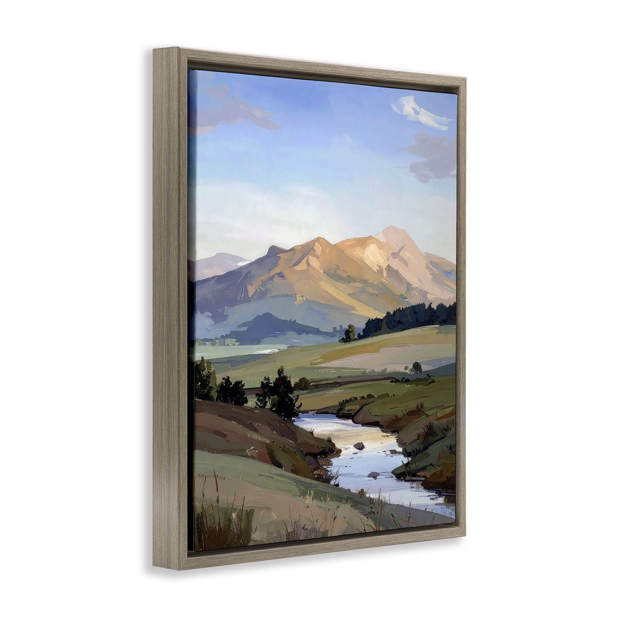 Stupell Industries Across The Valley River Brown Framed Floater Canvas Wall Art, design by Alonza Saunders