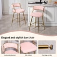 thumbnail image 6 of Peispie 25" Counter Height Bar Stools Set of 2, Modern Corduroy Barstools with Low Back and Gold Metal Legs, Padded Kitchen Island Chairs with Footrest for Home Bar, Pink, 6 of 9