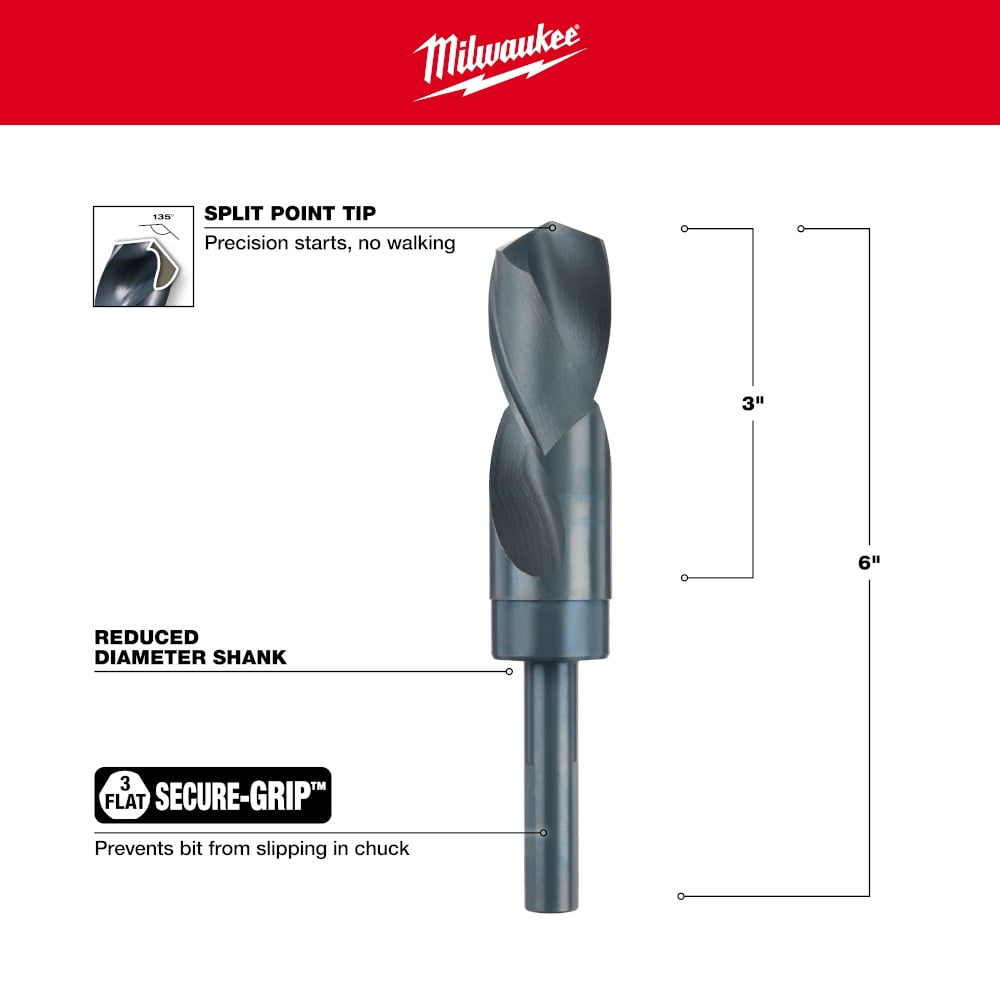Milwaukee Tool 1-1/8" S&D Black Oxide Drill Bit