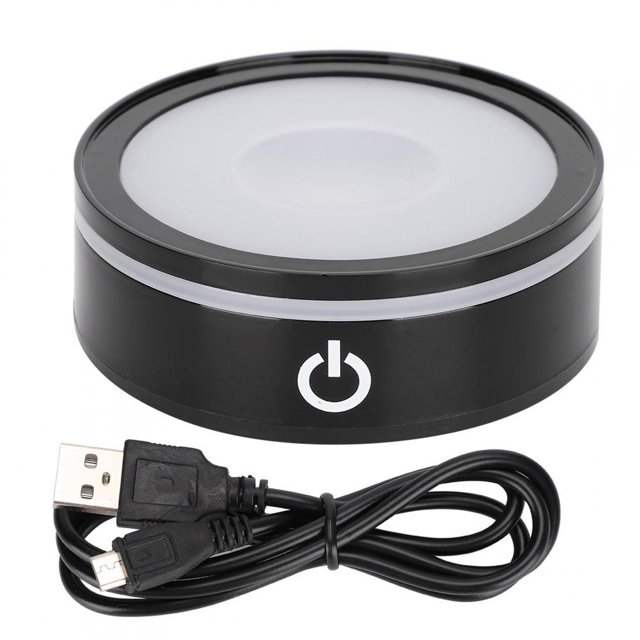 Domqga Base d'Affichage, Base LED Cristal Noir Sphère Tactile Multi Modes Lumière Blanche Colorée Laser Intérieur 3D