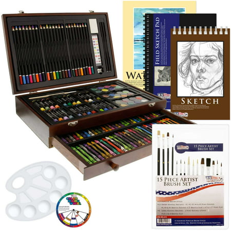 US Art Supply 162 Piece-Deluxe Mega Wood Box Art, Painting & Drawing Set contains all the supplies you need to