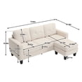 thumbnail image 2 of Convertible Sectional Sofa with Movable Ottoman,L Shaped Couch Sofa with Reversible Chaise,Modern Velvet 3 Seater Sofa Sectional Couch for Living Room,Beige, 2 of 8