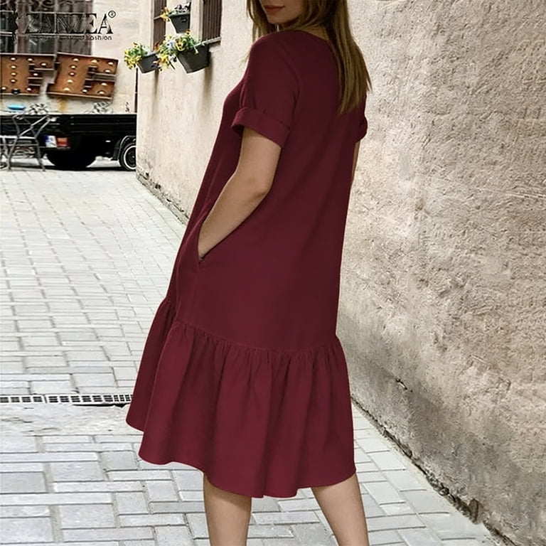 cotton jersey dress women's dresses Show Me the Way Fuchsia Button Front Midi Shirt | Color: Fuchsia Pink | Size: M STRIPED COTTON TWILL DRESS matching-scarf this Pastel Blue Sun Color:Orange