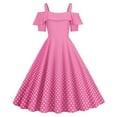 thumbnail image 1 of EQWLJWE Robes d'Été pour Femmes 2023 Robes pour Femmes Liquidation Mode Robe Décontractée à Pois Imprimée à Manches Courtes pour Dames Robe Évasée à Épaules Dénudées, 1 of 7
