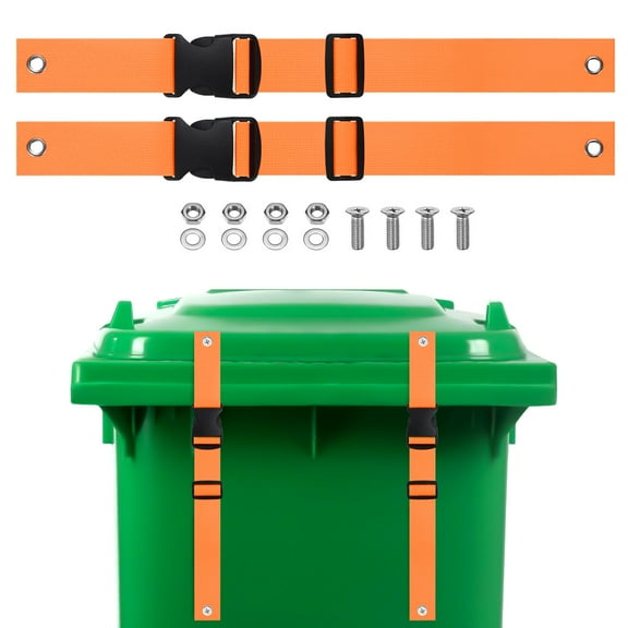 Uxcell 2-Set Trash Can Locks for Animals, 15.7-19.6 Inch Adjustable Buckle Type Raccoons Bear Proof Garbage Strap Lid Garbage Can Lock [Orange]