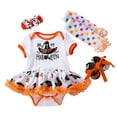 thumbnail image 3 of ibiyuan Halloween Baby Girl Outfits Ruffle Sleeveless Little Pumpkin Letter Print Toddler Clothes for Girls Orange Tutu Romper with Headband Halloween Girl Dresses, 3 of 9