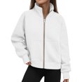 thumbnail image 2 of Women's Solid-color Fashionable Long-sleeved Top Coat for Fall and Winter Seasons, Stylish Outerwear for Daily Use,White,M, 2 of 4
