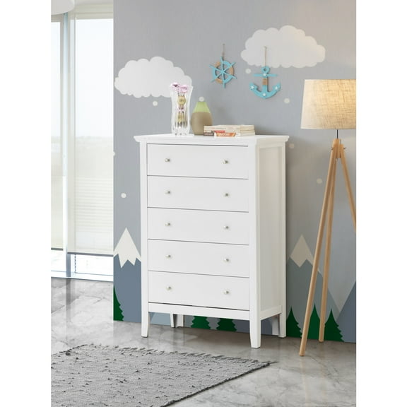 Glory Furniture Primo 5 Drawer Chest in White