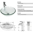 thumbnail image 5 of Eclife 16.5" Bathroom Vessel Sink Single Clear Round Tempered Glass Basin Countertop Bowl Sink with Chrome Faucet, 5 of 7