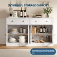 thumbnail image 5 of 55" Wide Sideboard Buffet Cabinet with 4 Acrylic Doors & 2 Drawers - Farmhouse Storage Cabinet, Wooden Console Table for Kitchen, Living Room, Dining Room, Entryway, 5 of 6