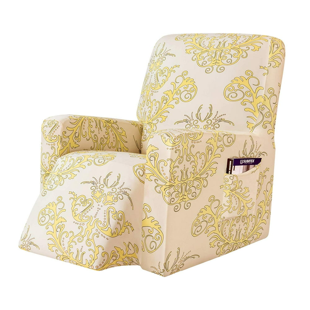 Subrtex Stretch 1Piece Vector Floral Recliner Slipcover, Yellow