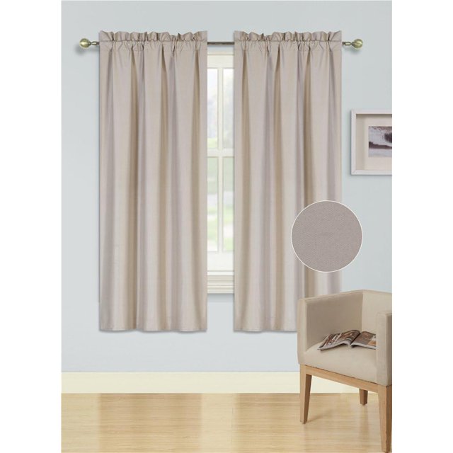 1 Ensemble Rideau de Fenêtre Texture Lisse en Microfibre Doublé Poche pour Tringle Occultant 63 Pouces R64 (Kaki Tan)