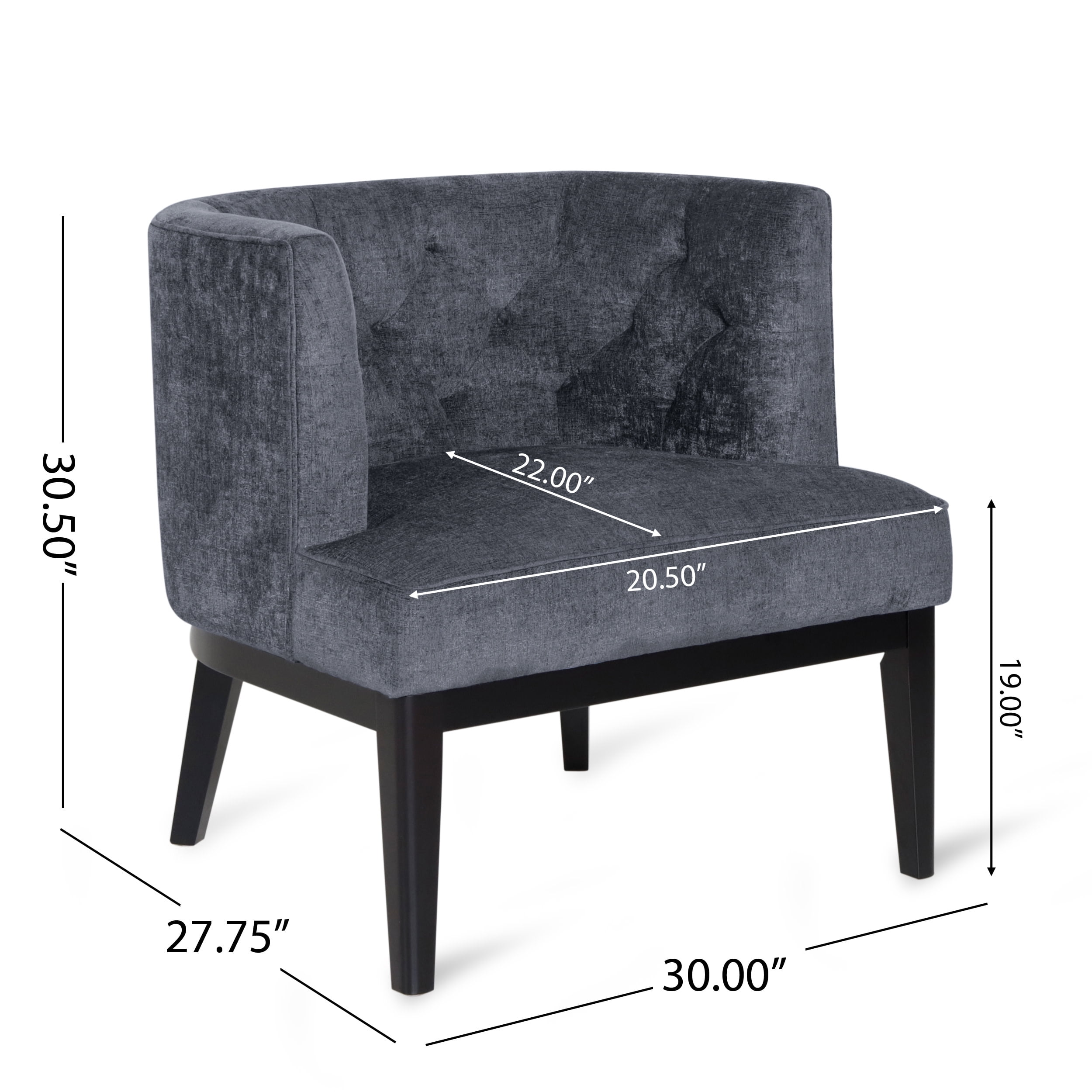 Noble House Suncook Fabric Tufted Club Chair, Set of 2, Charcoal