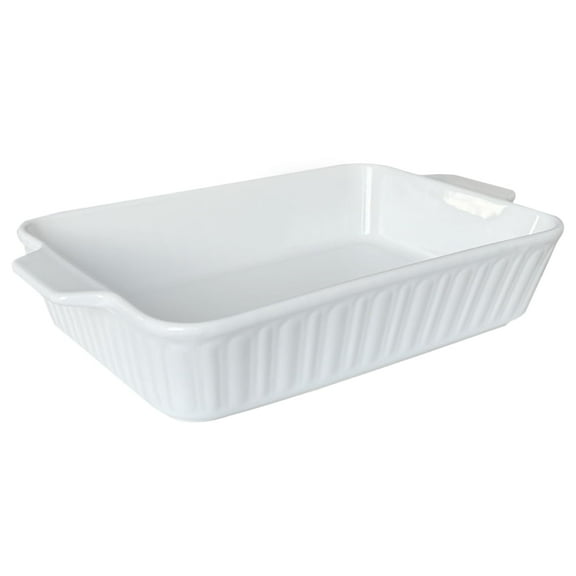 Qlans Casserole Dish, 9x13 Ceramic Baking Dish, Large Lasagna Pan Deep for Oven, 4.2 Quarts Baking Pan with Handles, For baking cake in the kitchen,Mother's Day Gifts, White