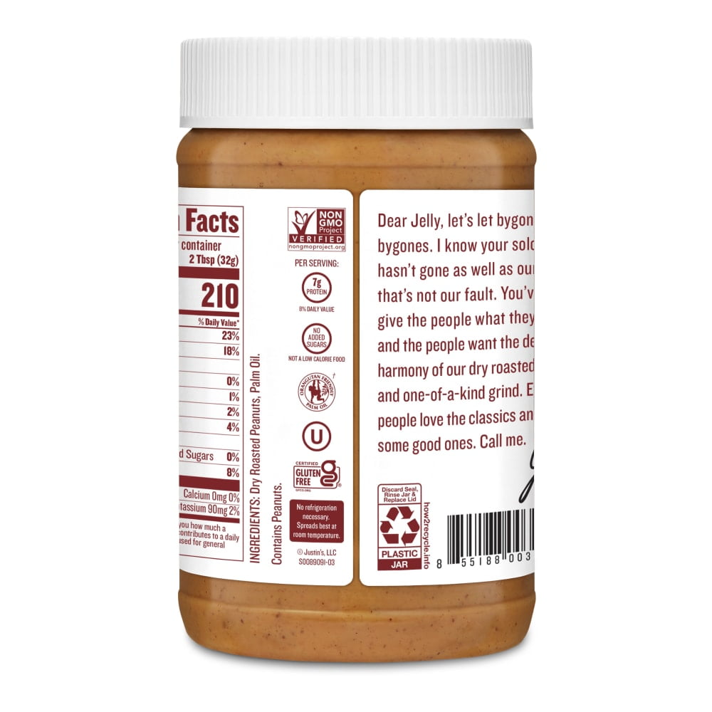 Pack of 4 Justin's Classic Peanut Butter Jar 16oz, 16 oz (packaging may vary)