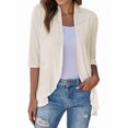 thumbnail image 3 of Women'S Open Front Cardigan 3/4 Sleeve Draped Soft Knit Sweaters Apricot S, 3 of 7