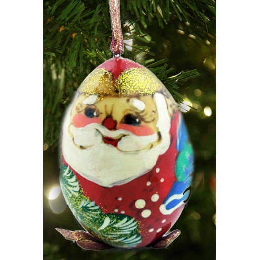 Hand Carved Hand painted Wooden Santa ornament