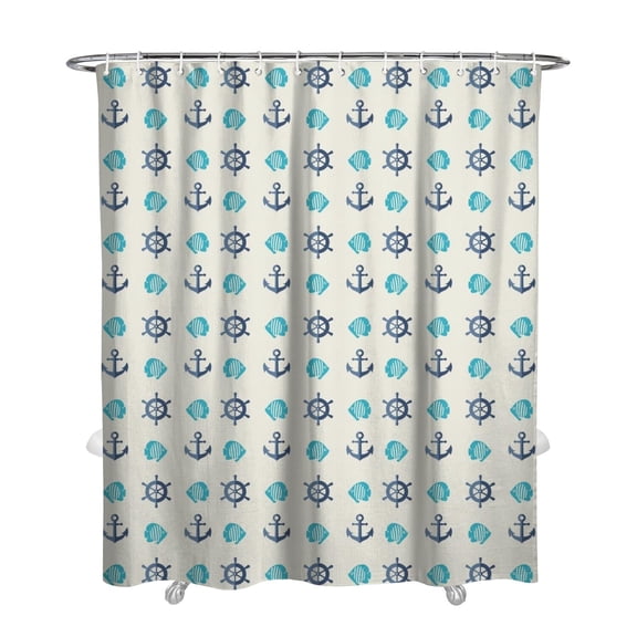 Sailboat Anchor Shower Curtain 72x84 Inches, Nautical Decor with Waterproof Chun Yafang Polyester, Includes 12 Plastic Hooks, Machine Washable for Easy Care and Use